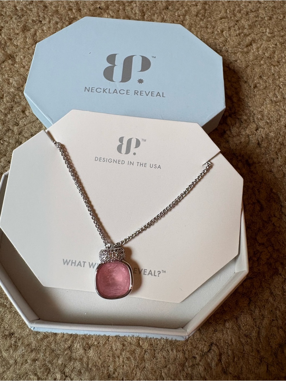 Delicate Pink Pendant Necklace with Silver Chain